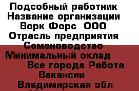 Подсобный работник › Название организации ­ Ворк Форс, ООО › Отрасль предприятия ­ Семеноводство › Минимальный оклад ­ 30 000 - Все города Работа » Вакансии   . Владимирская обл.,Муромский р-н